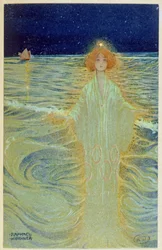 Ghost appearing above the sea during the night, early 20th century